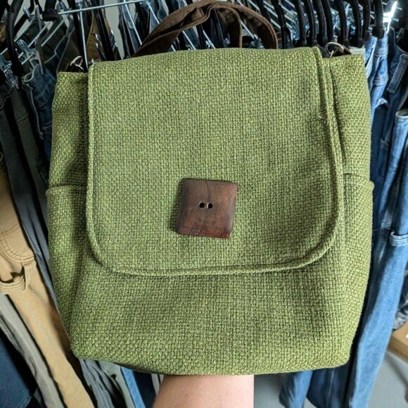 Canvas and suede women's shoulder bag - Picture 2 of 4
